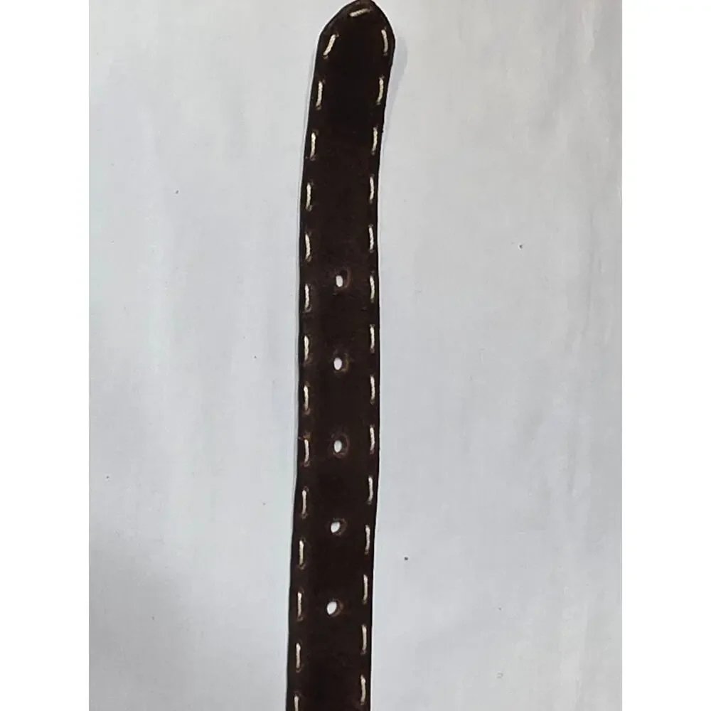 AL&C Another Line & Co Leather Belt Size 30 Brown Whip Stitch Made USA 1309
